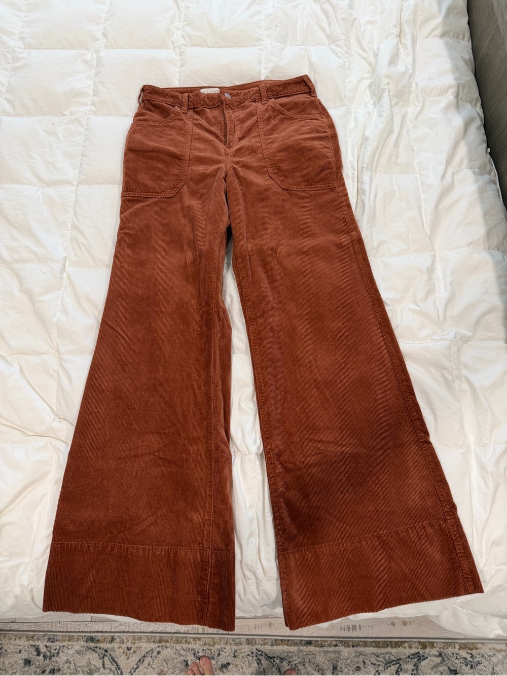Pilco Wide Leg Corduroy Pants in Rust